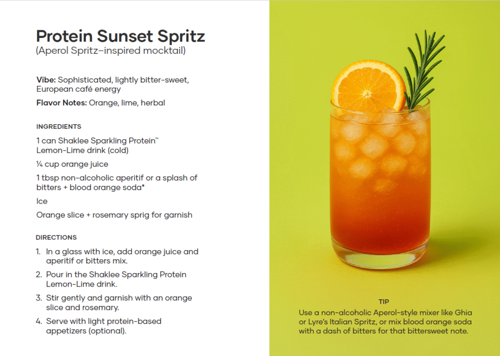 shaklee sparkling protein mocktail sunset spritz